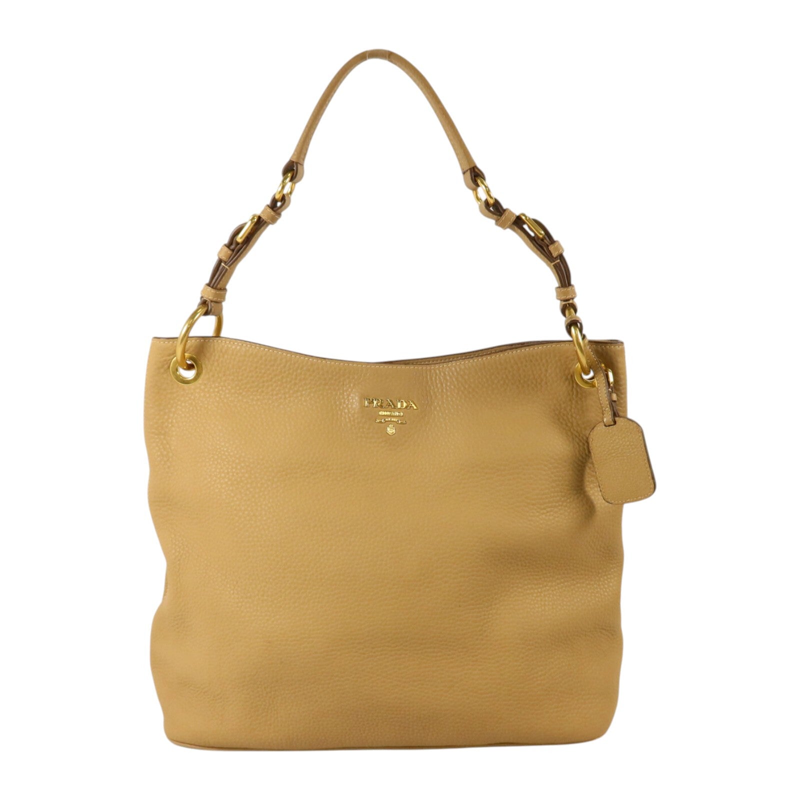 PRADA 牛皮皮革Hobo Bag金扣肩背袋