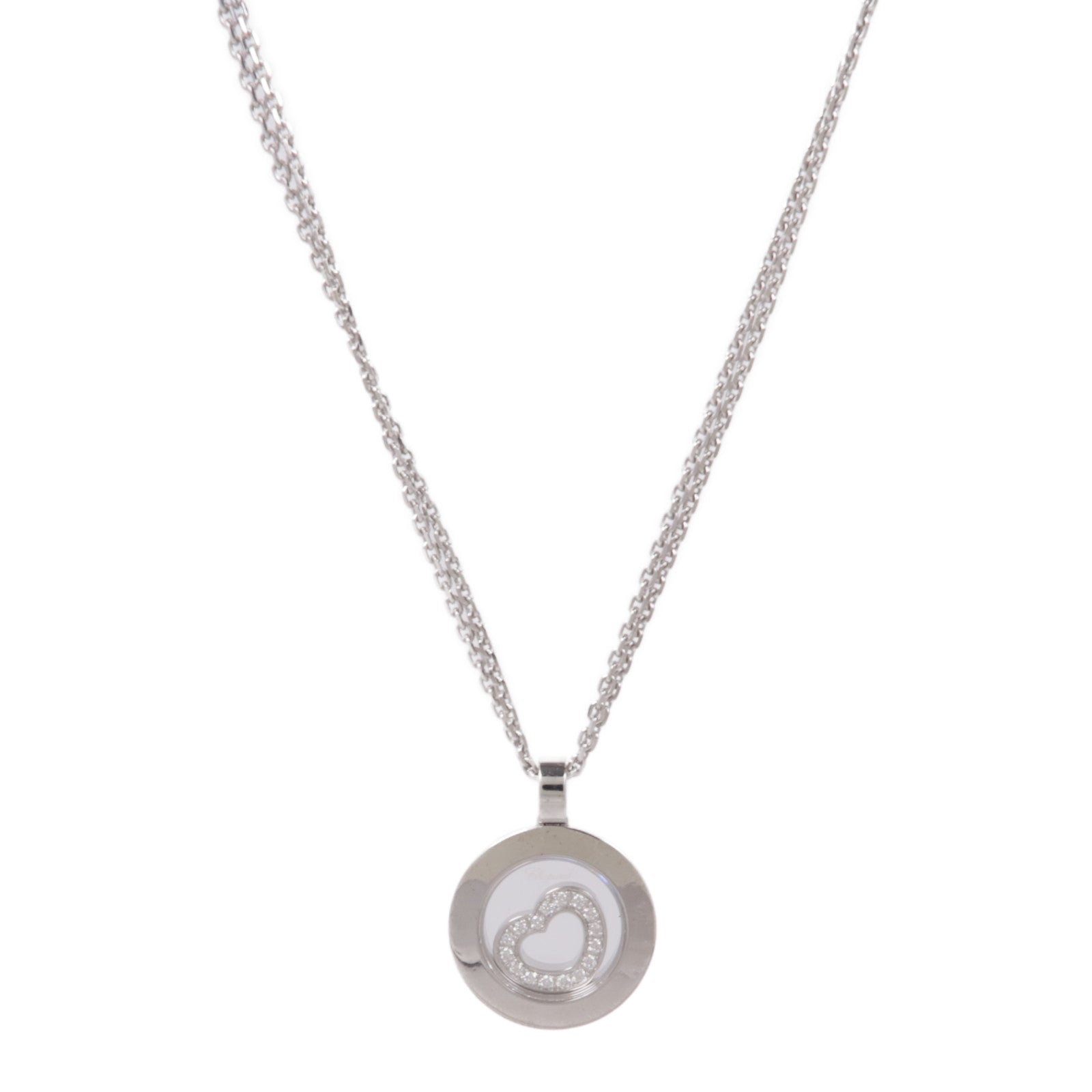 Chopard Happy Spirit Heart Diamond Necklace 18K White Gold