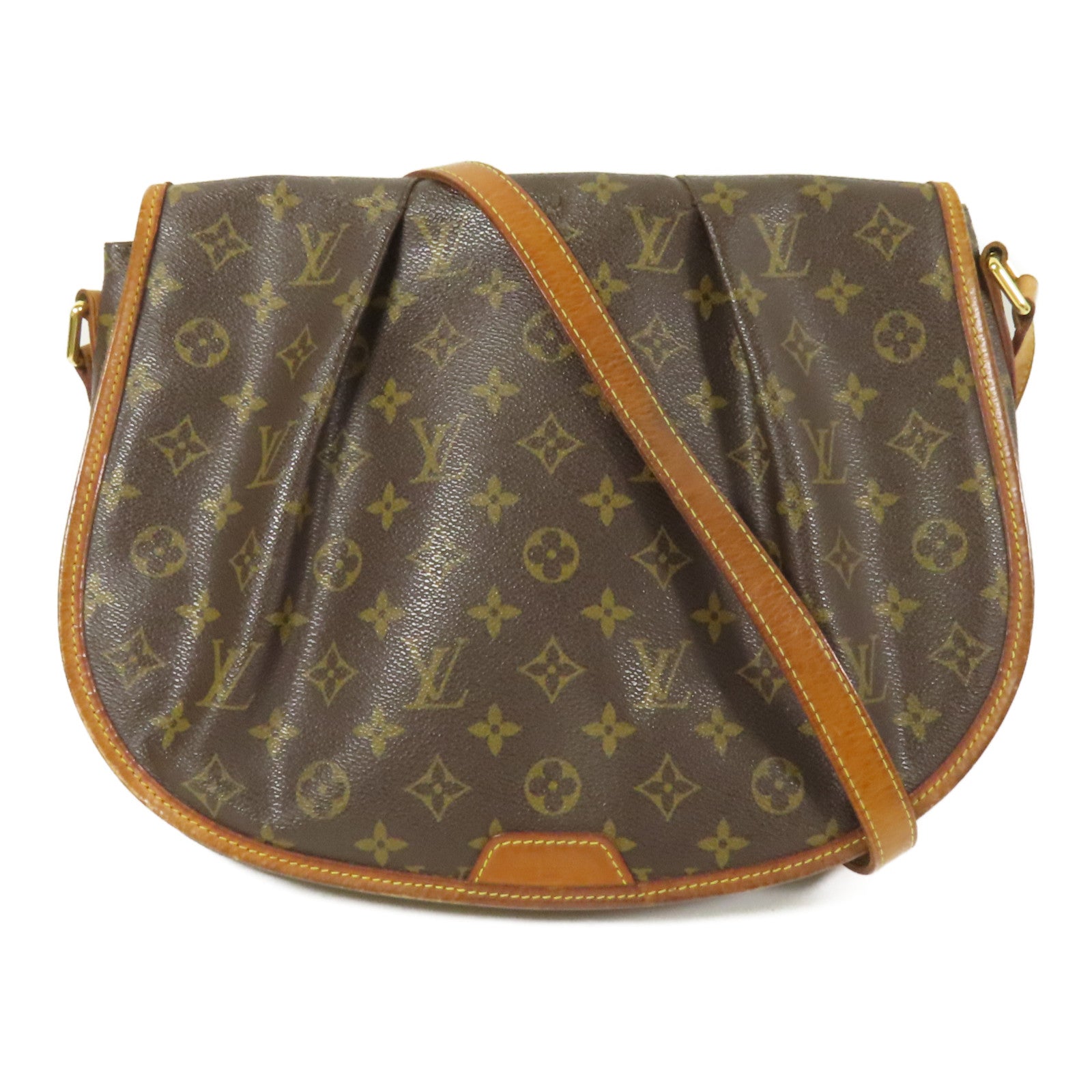 LOUIS VUITTON Monogram Menilmontant MM金扣肩背袋棕色