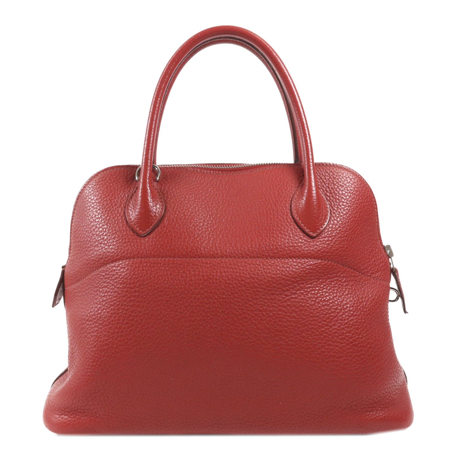 HERMES Clemence皮革Bolide 31銀扣手挽肩背兩用袋Vermillon