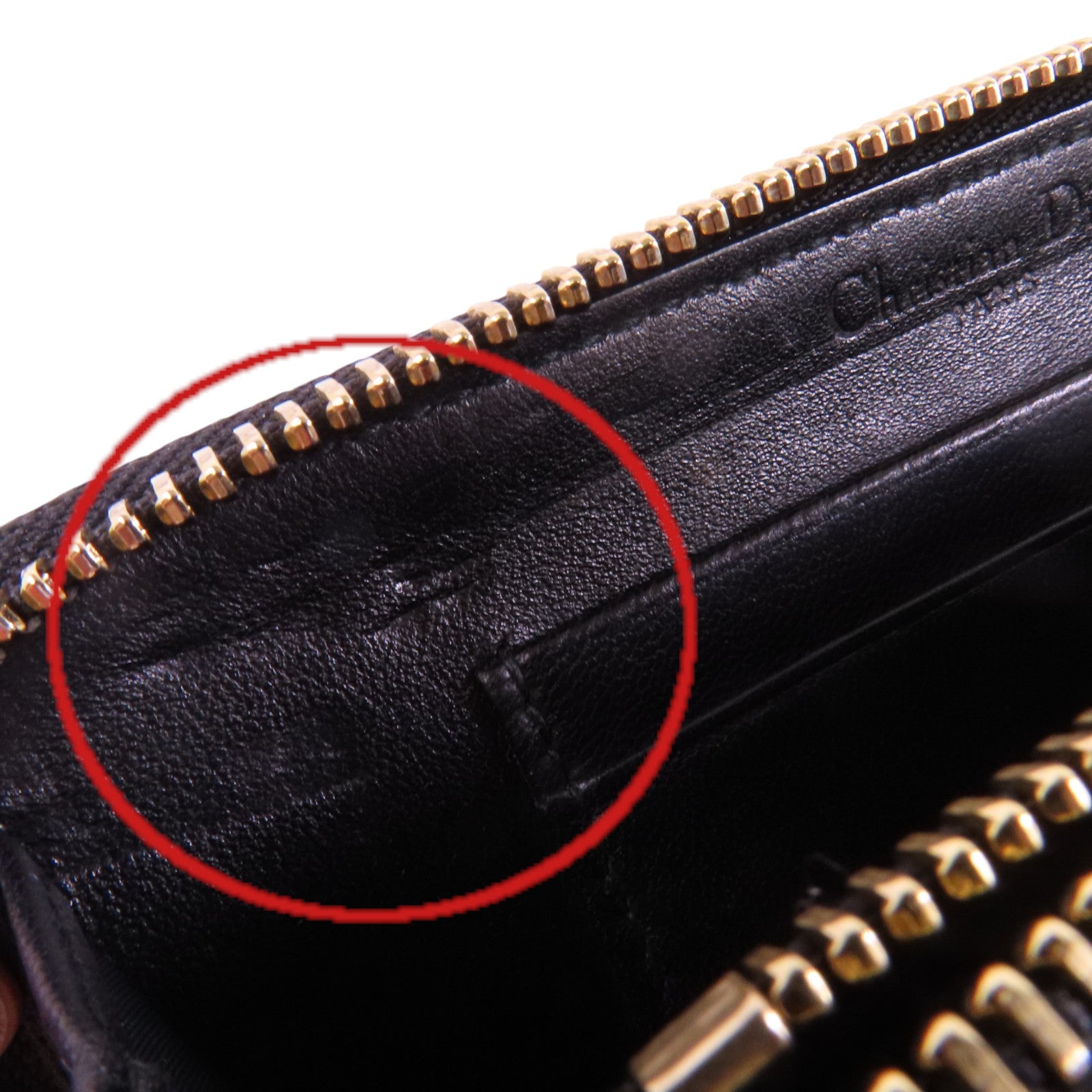 Dior 羊皮皮革Zipper Wallet金扣長錢包