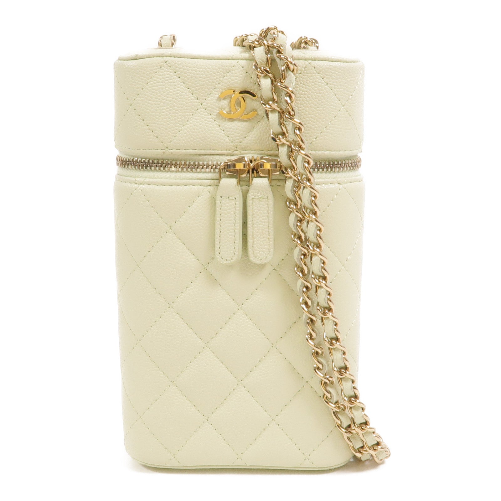 CHANEL 牛皮皮革Vanity Phone Case鏈帶肩背袋