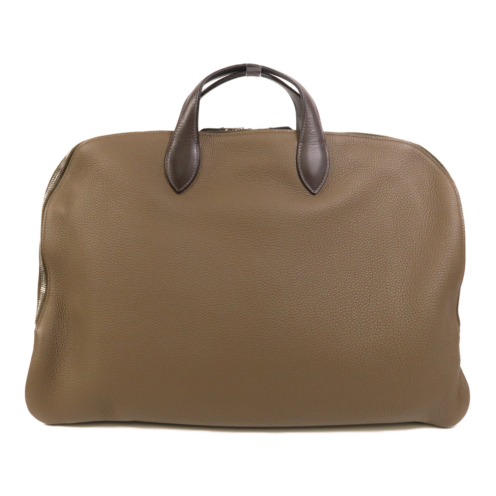 HERMES Togo皮革Victoria Business Bag銀扣手挽袋Etoupe