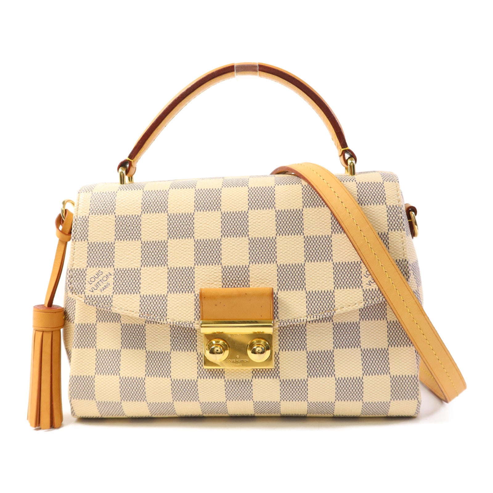 LOUIS VUITTON Damier Azur Croisette金扣手挽肩背兩用袋