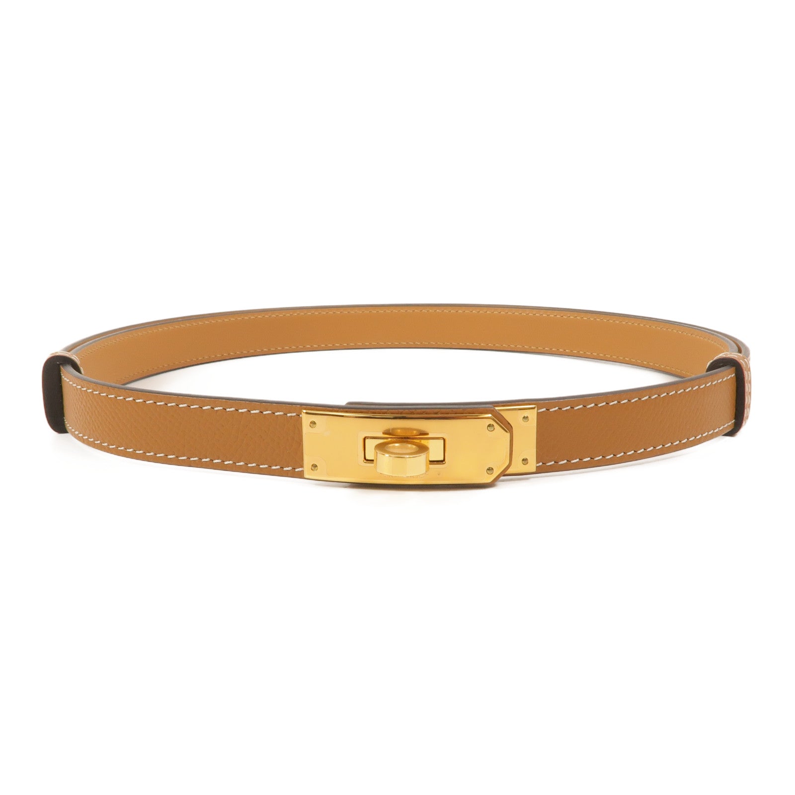 HERMES Epsom皮革Kelly Pocket 18 Belt皮帶Gold