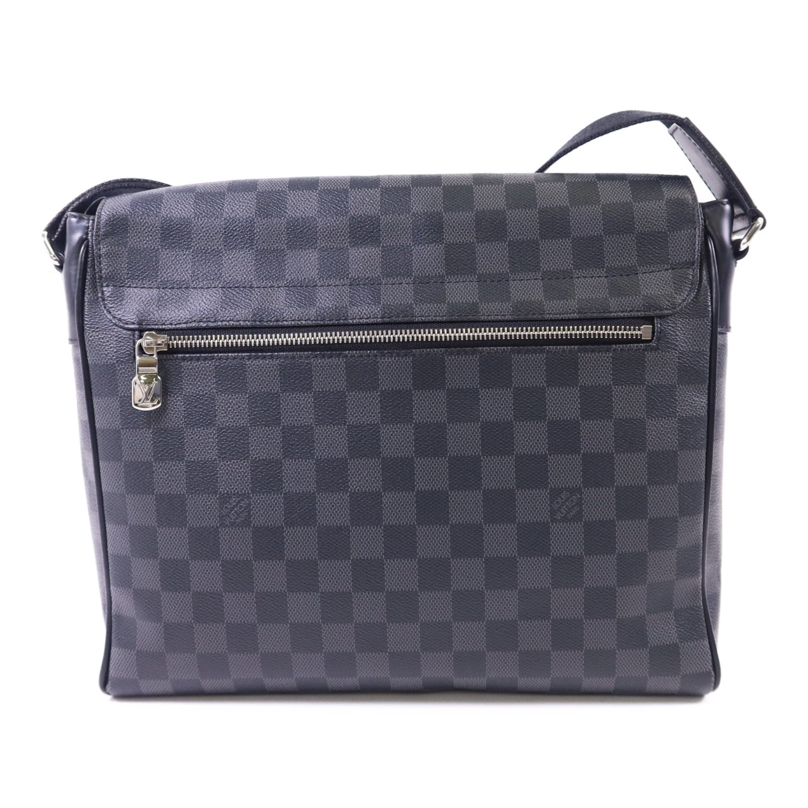 LOUIS VUITTON Damier Graphite District MM銀扣肩背袋
