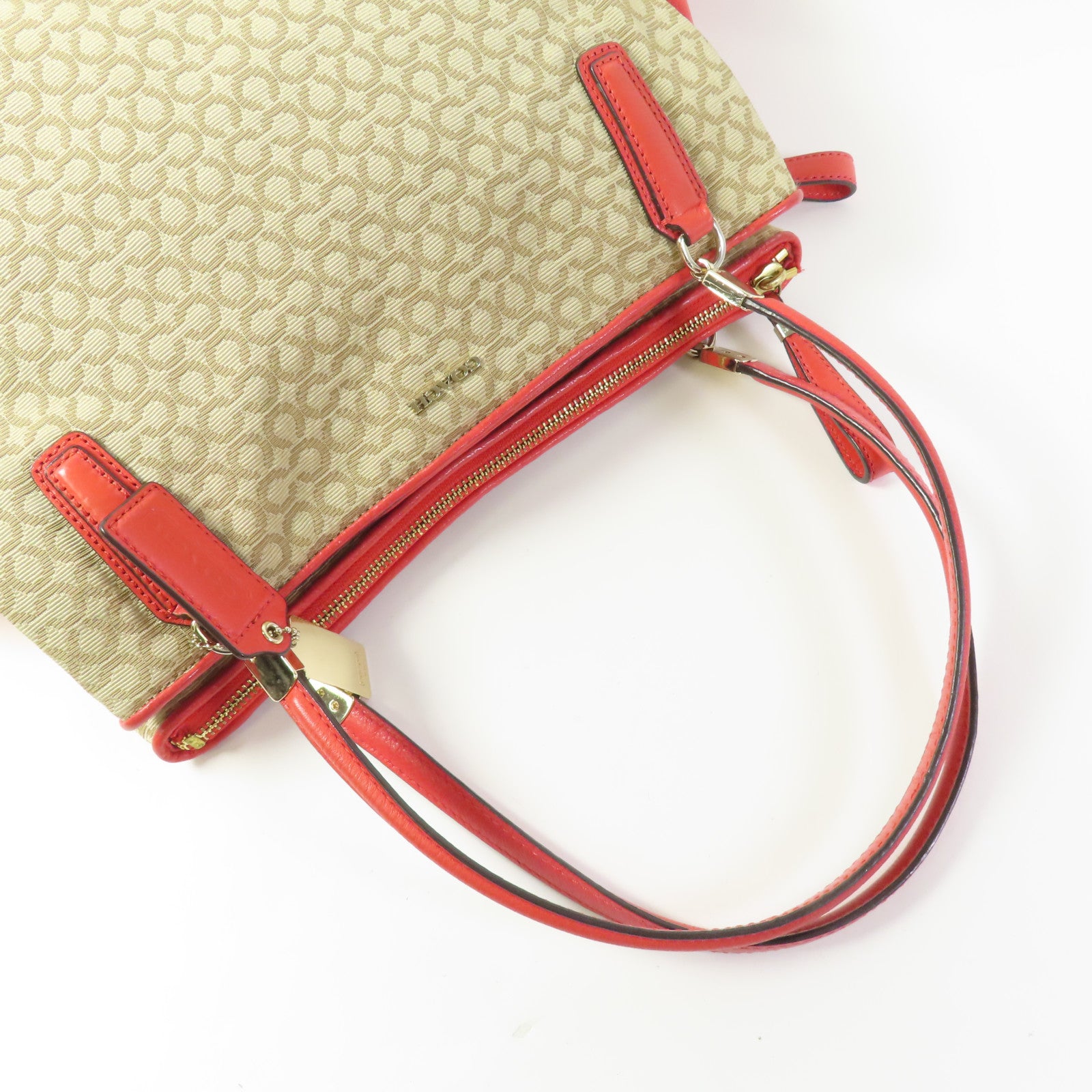 COACH 帆布/皮革Shoulder Bag金扣肩背袋