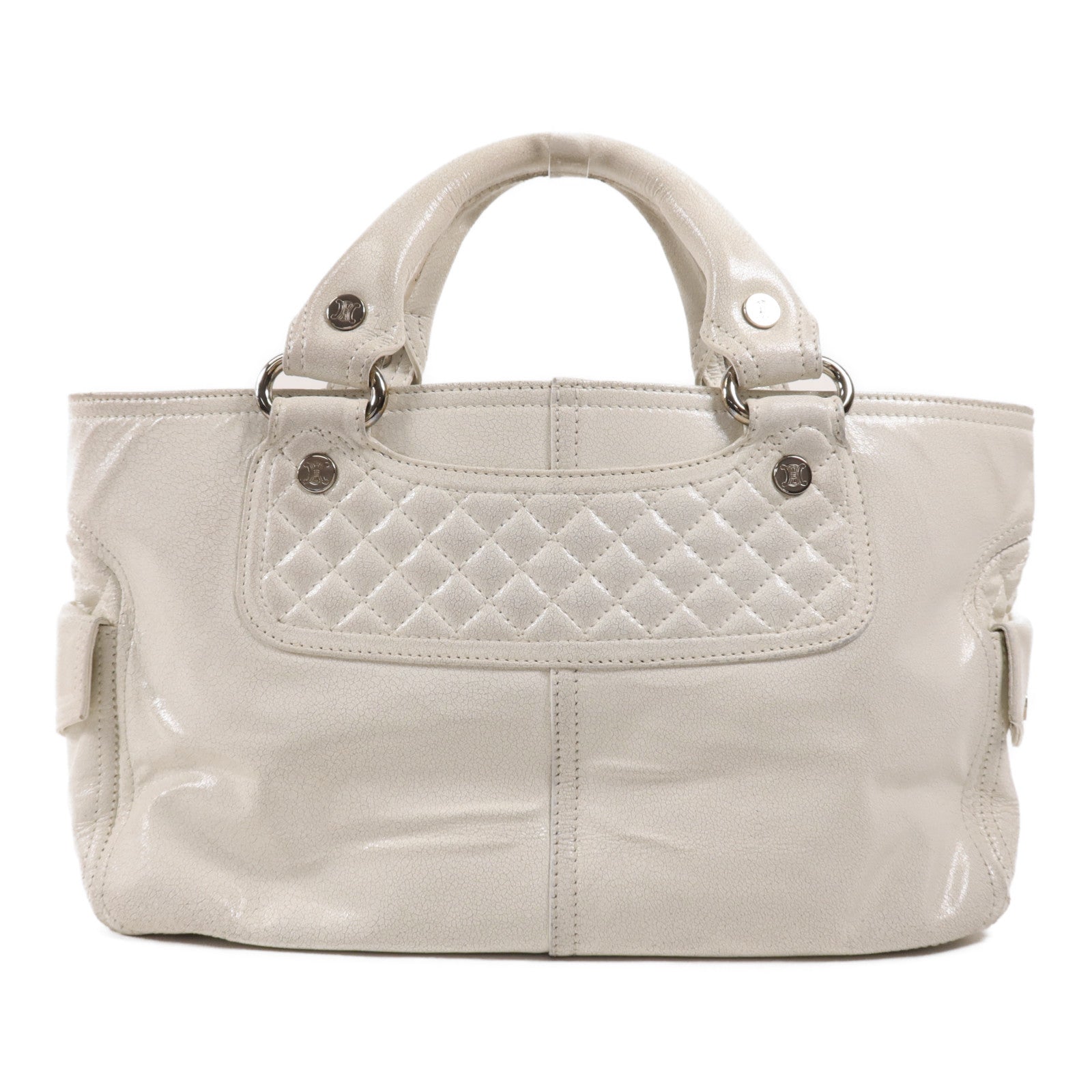 CELINE 牛皮皮革Boogie銀扣手挽袋