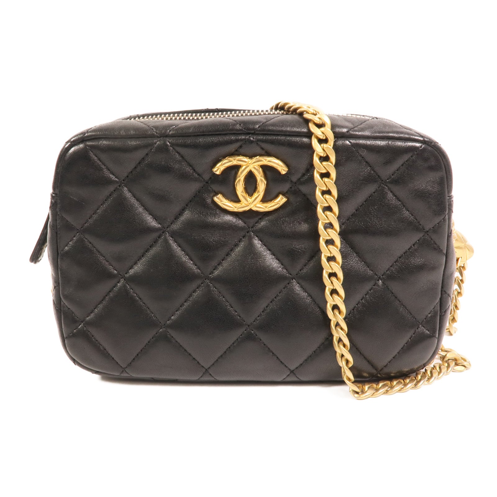CHANEL 【激減優惠】羊皮皮革Chain Shoulder金扣鏈帶肩背袋