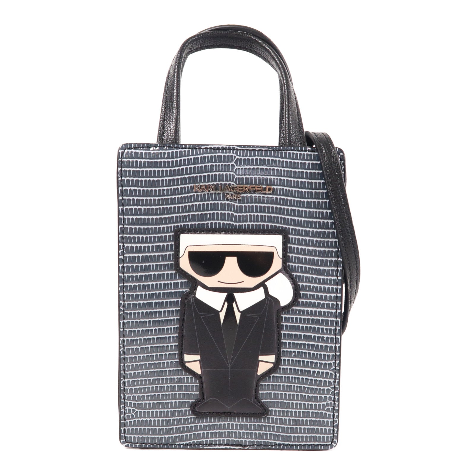 KARL LAGERFELD 牛皮皮革Karl Lagerfeld 2Way Bag銀扣手挽肩背兩用袋