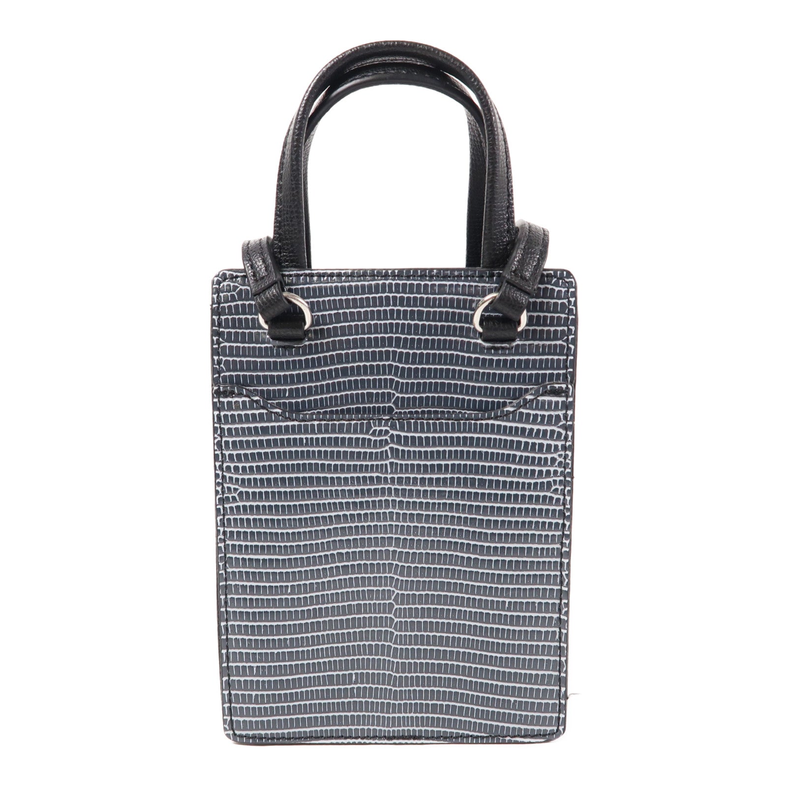 KARL LAGERFELD SHW 2 Way Shoulder Bag Calfskin Leather Blue Gray