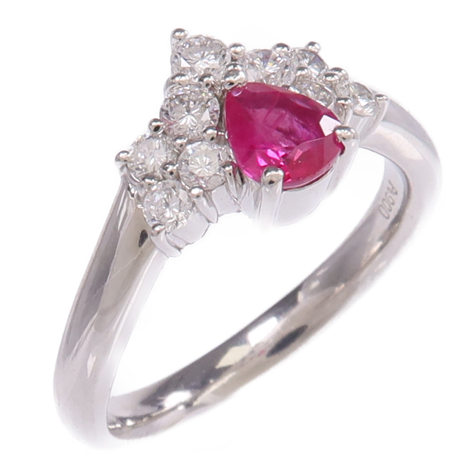 JEWELRY 【激減優惠】PT900鉑金Ruby Diamond Ring紅寶石/鑽石戒指US#6.25