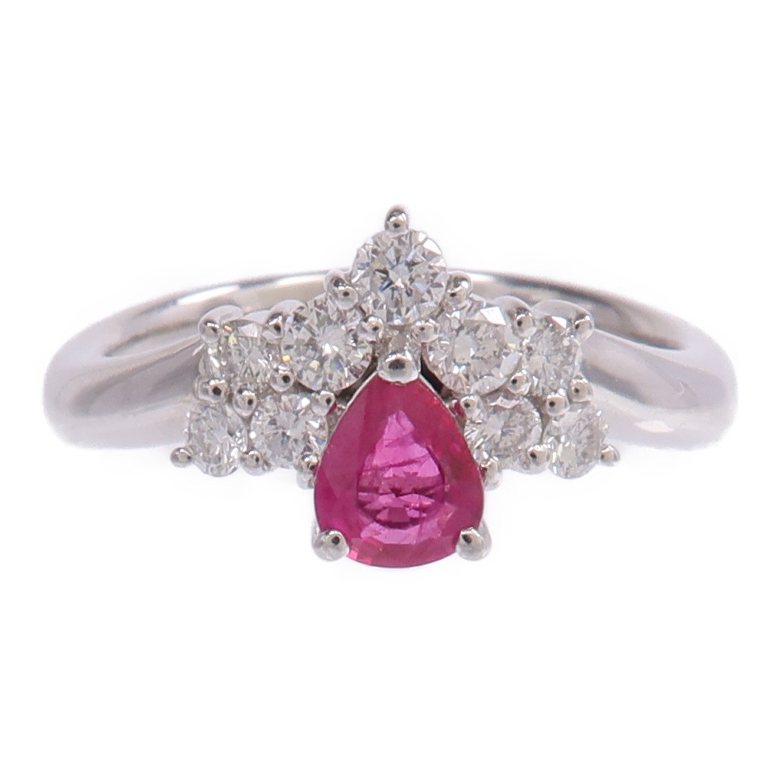 JEWELRY 【激減優惠】PT900鉑金Ruby Diamond Ring紅寶石/鑽石戒指US#6.25