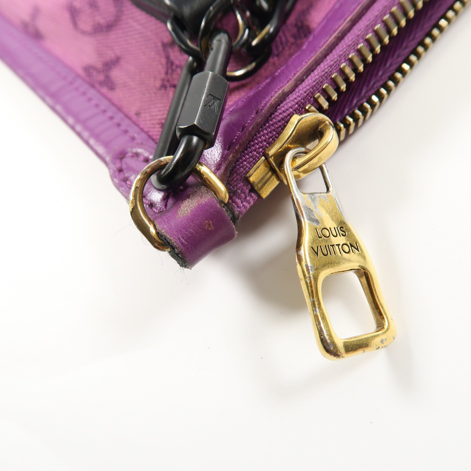 LOUIS VUITTON 【激減優惠】Monogram D.Flat Shoulder金扣鏈帶肩背袋啡色/紫色