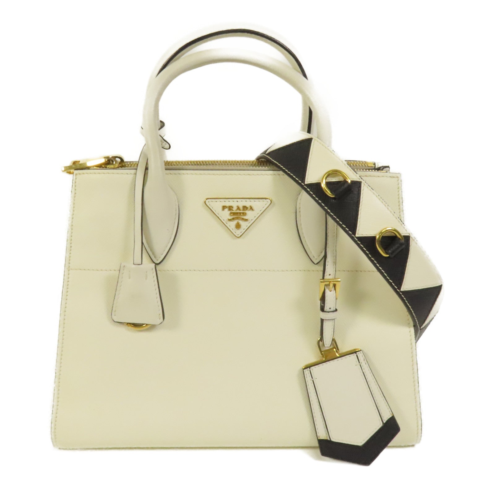 PRADA Saffiano皮革Shoulder Bag金扣手挽肩背兩用袋