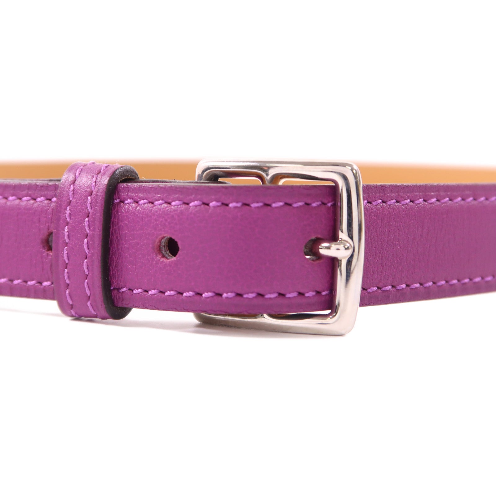 HERMES Swift皮革Etriviere Leather Belt銀扣皮帶Anemone