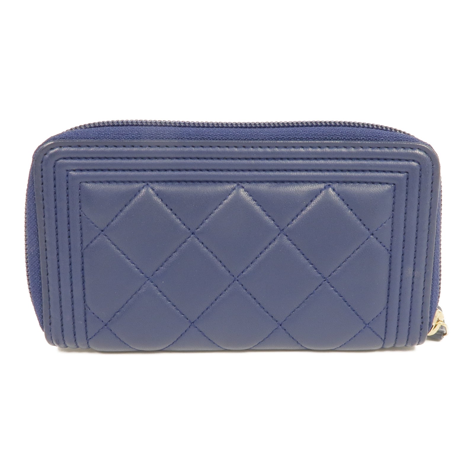 CHANEL 羊皮皮革Boy Zipped Wallet金扣錢包