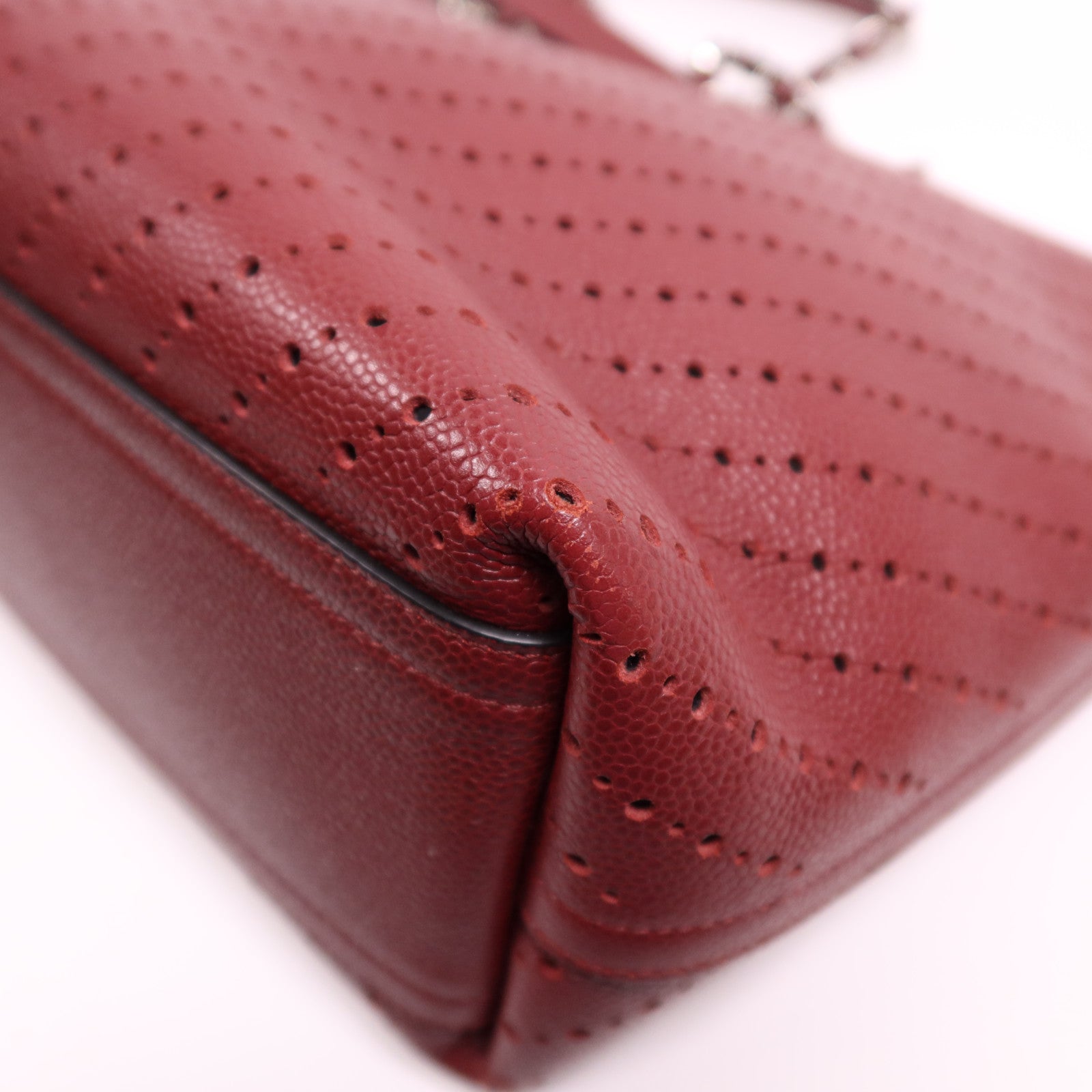 CHANEL 牛皮皮革Tote Bag銀扣鏈帶肩背袋