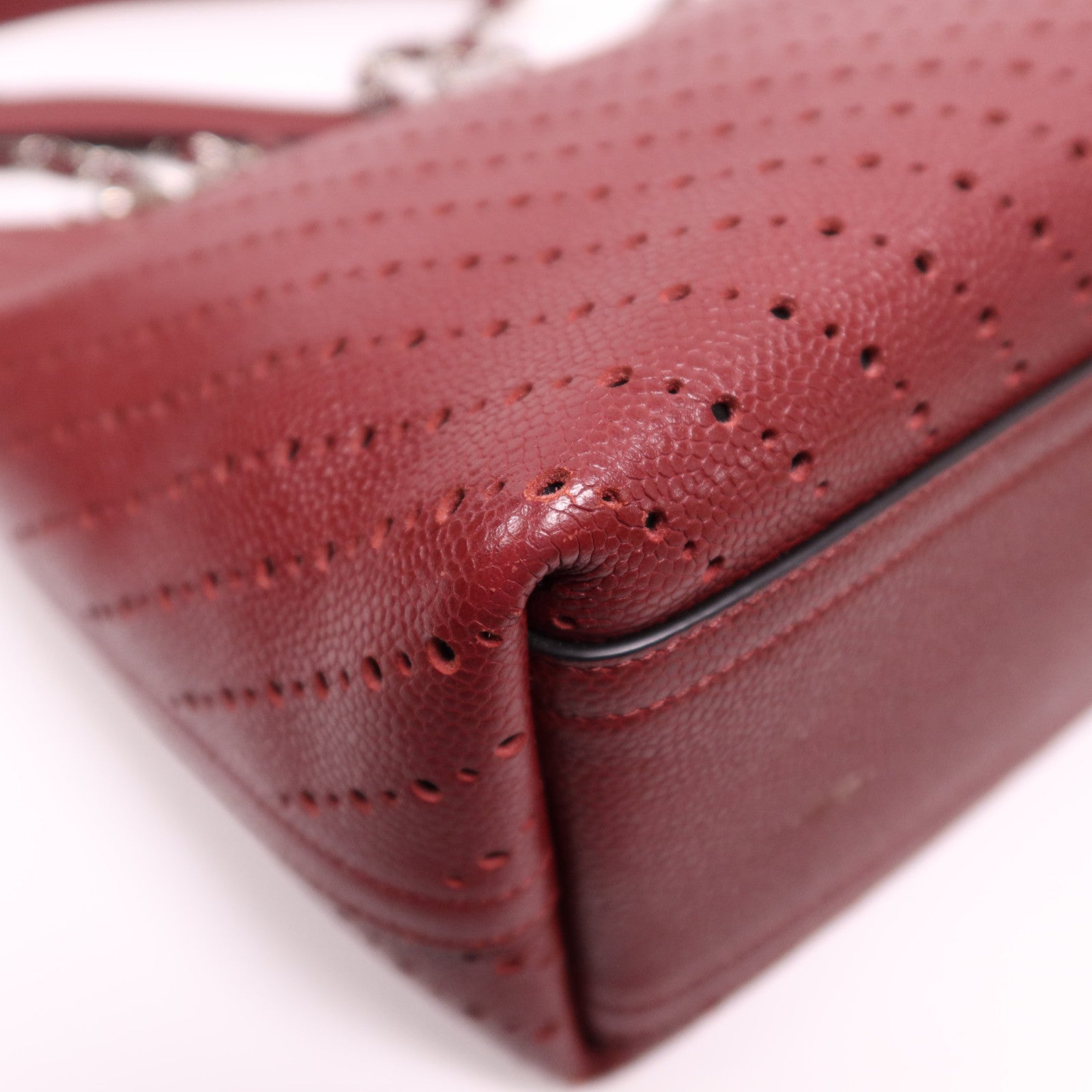 CHANEL 牛皮皮革Tote Bag銀扣鏈帶肩背袋