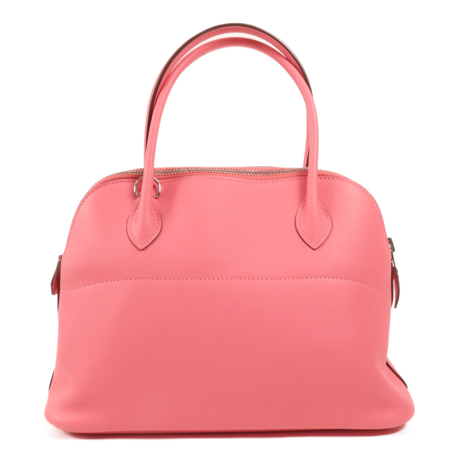 HERMES Swift皮革Bolide 27銀扣手挽肩背兩用袋Rose Azalee