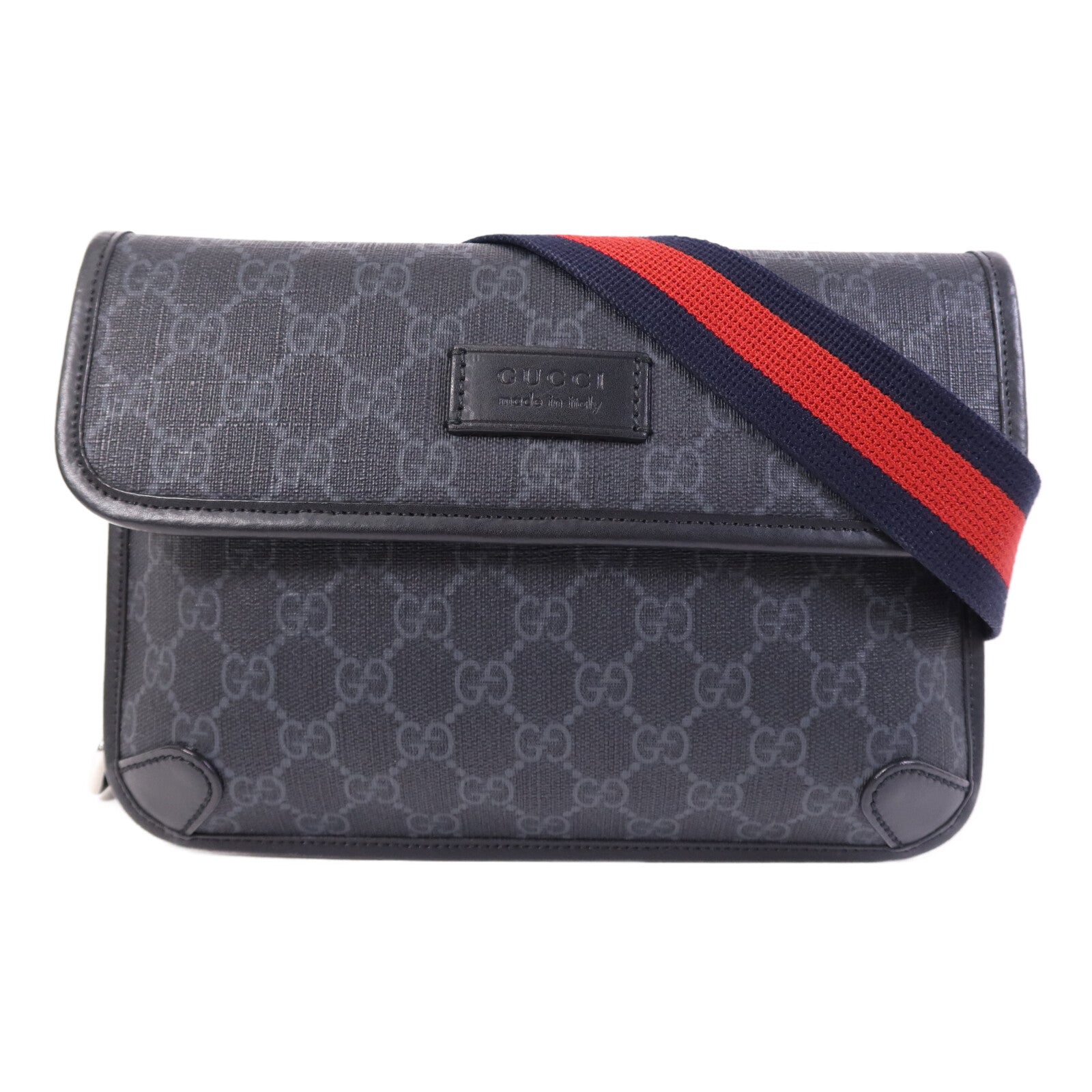 GUCCI 塗層帆布GG Supreme Waist Bag銀扣腰包