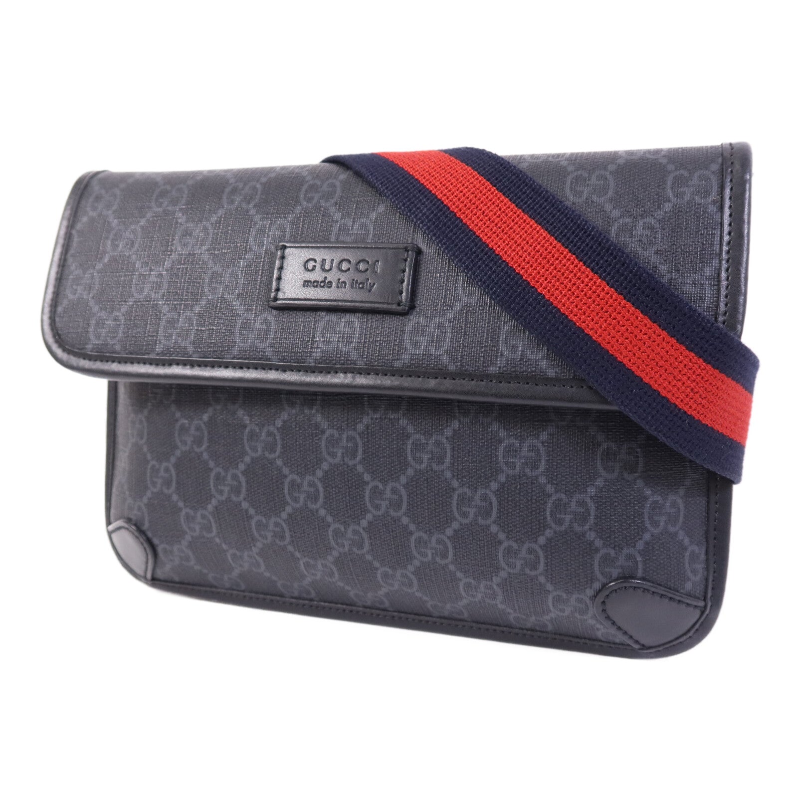 GUCCI 塗層帆布GG Supreme Waist Bag銀扣腰包