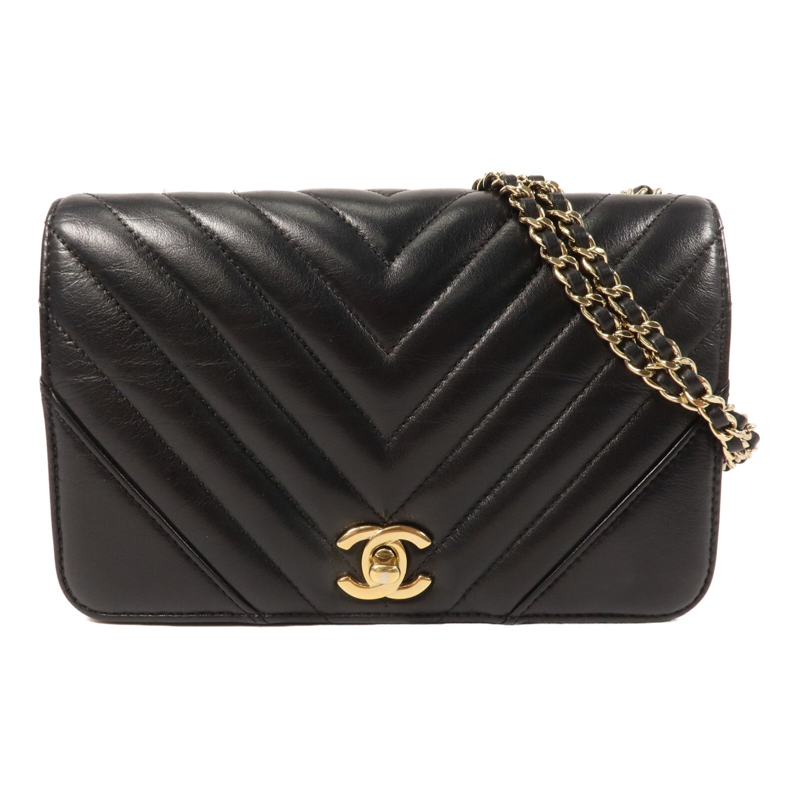 CHANEL 牛皮皮革Chain Shoulder鏈帶肩背袋