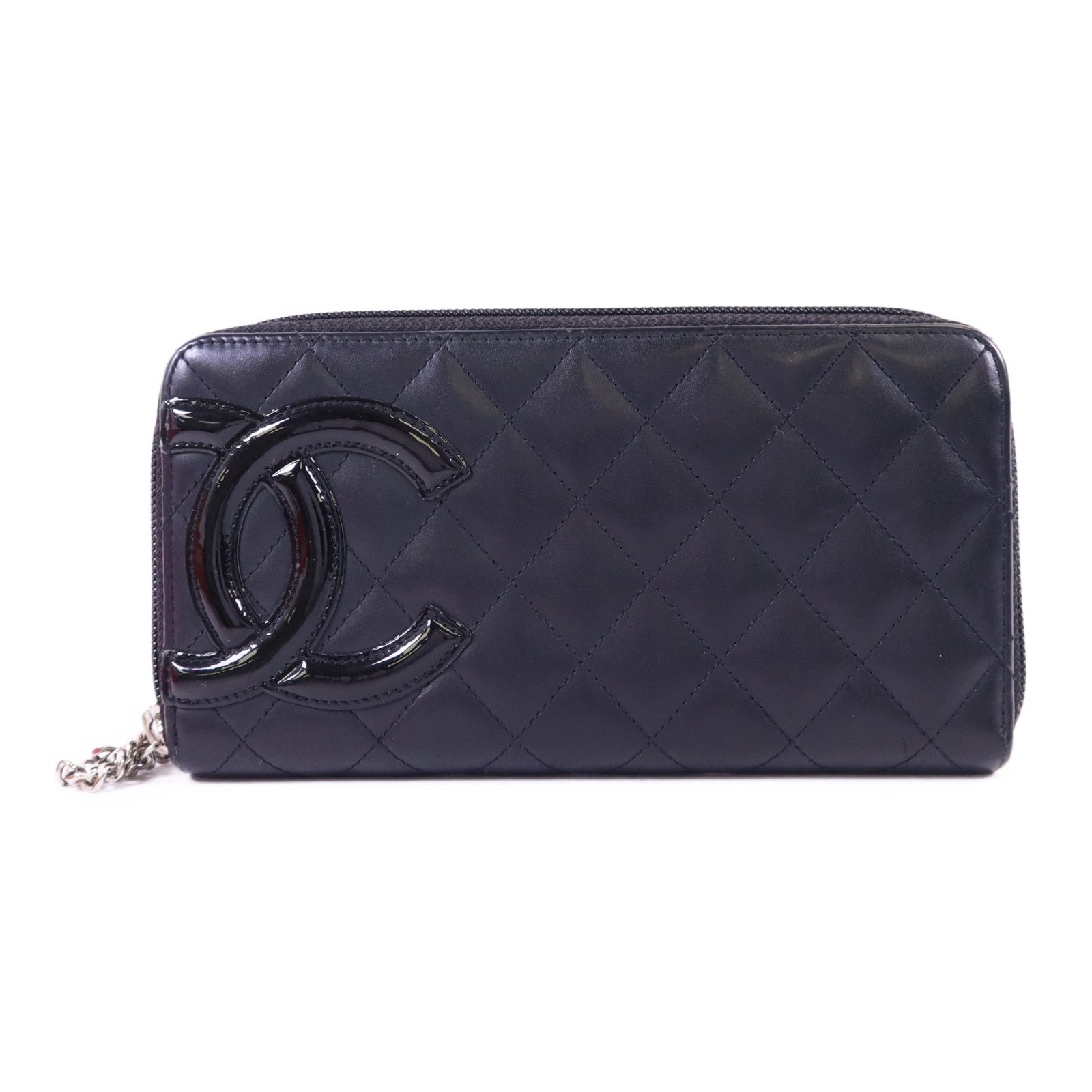 CHANEL 【激減優惠】牛皮皮革Cambon Wallet銀扣長錢包