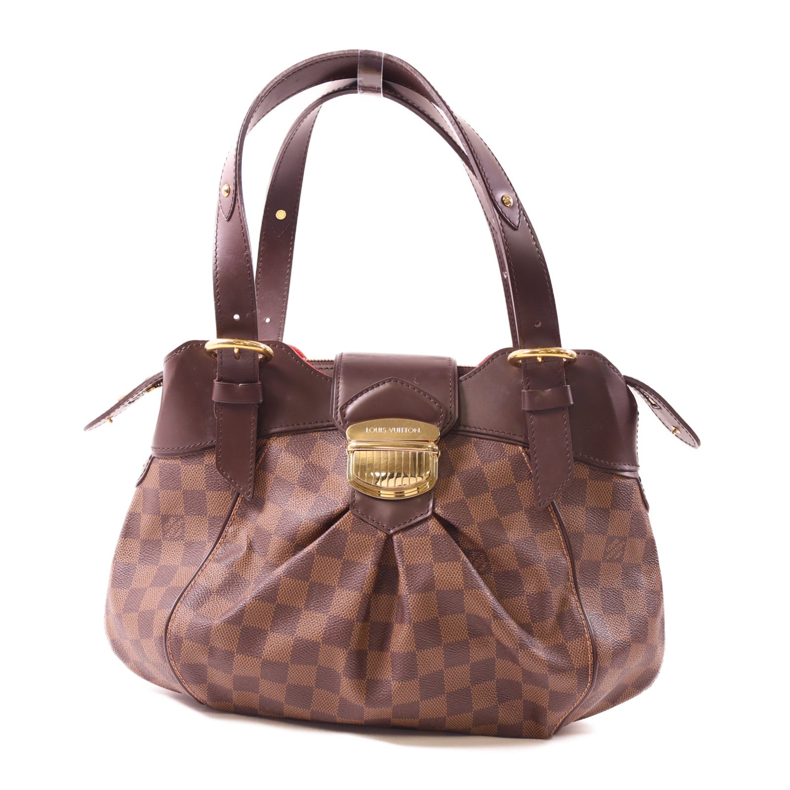 LOUIS VUITTON Damier Sistina PM金扣手挽袋棕色