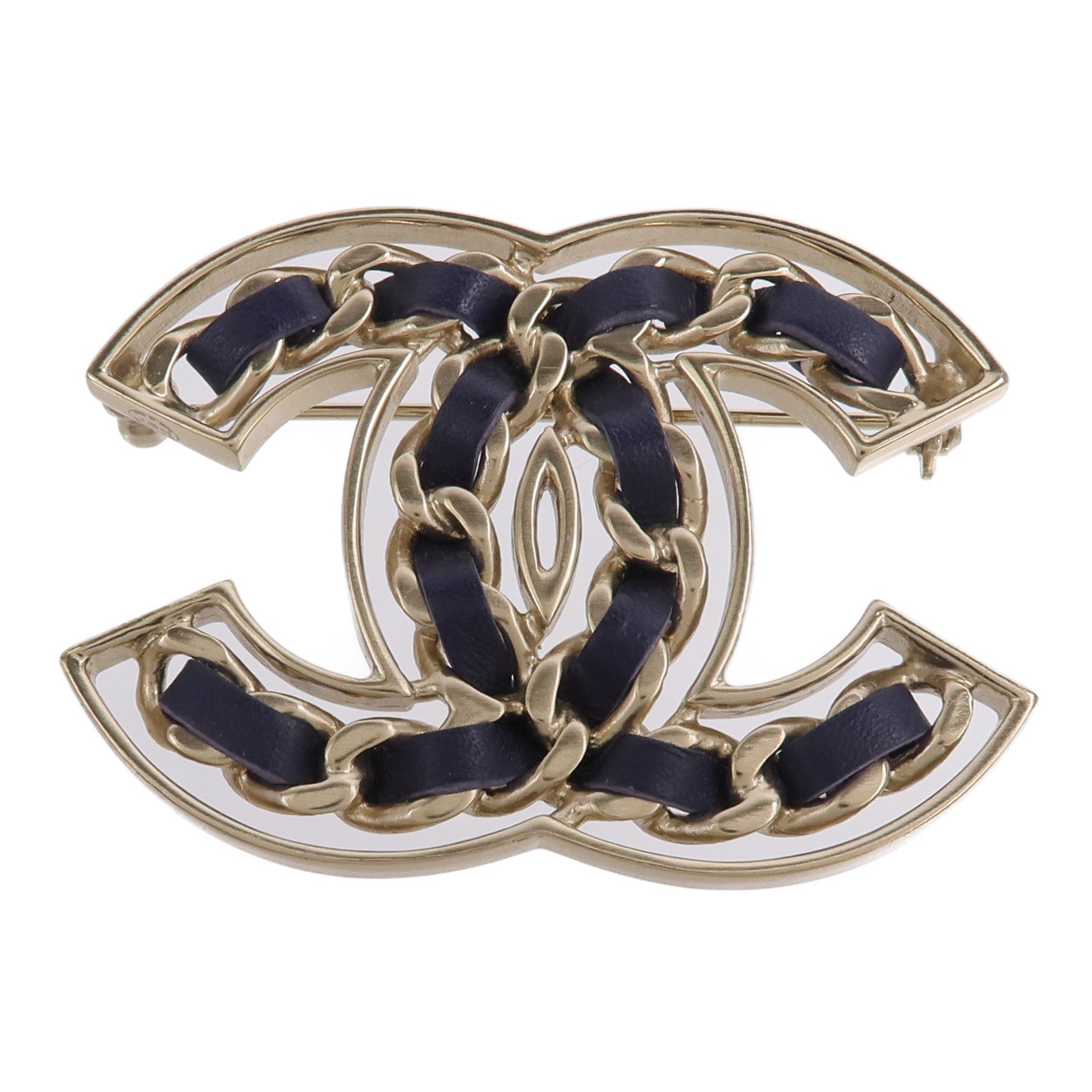 CHANEL 牛皮皮革/金屬Brooch胸針