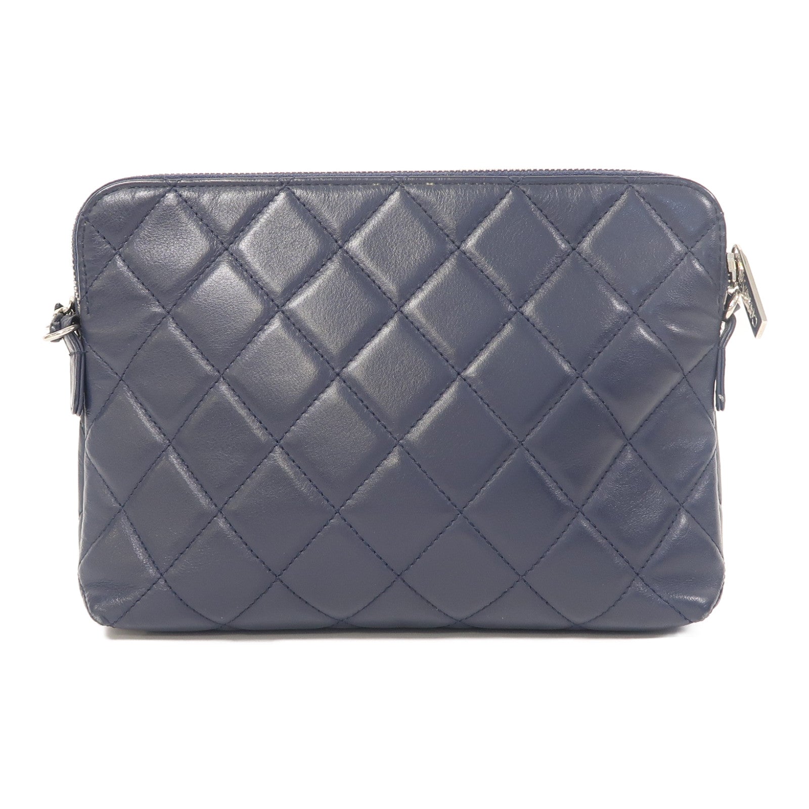 CHANEL (PRICE DOWN) Quilted CC SHW Chain Shoulder Bag Calfskin Leather Blue