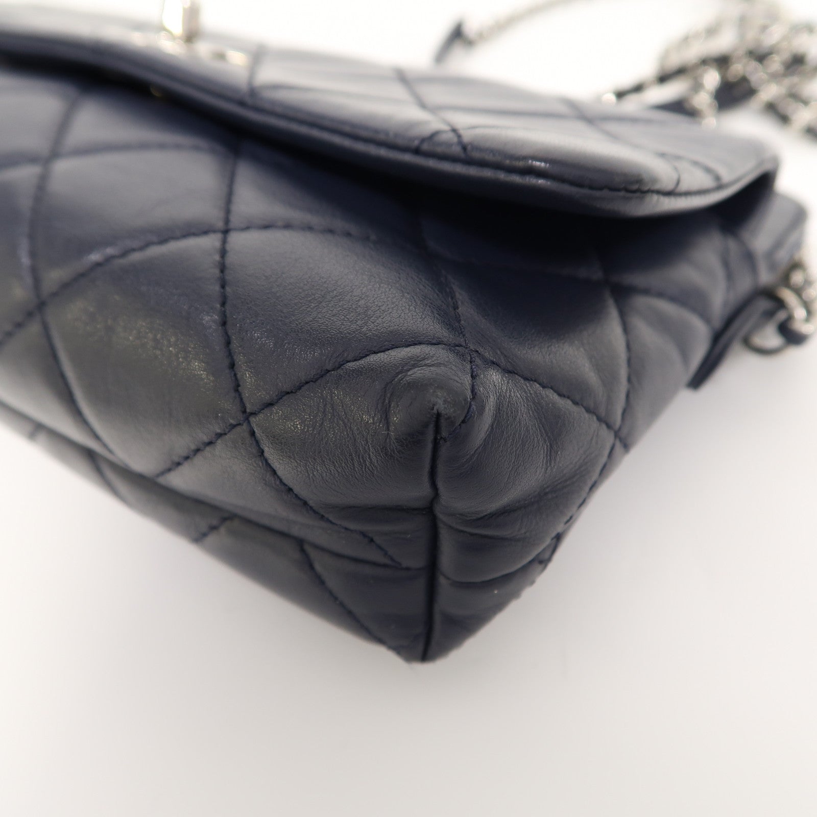 CHANEL (PRICE DOWN) Quilted CC SHW Chain Shoulder Bag Calfskin Leather Blue