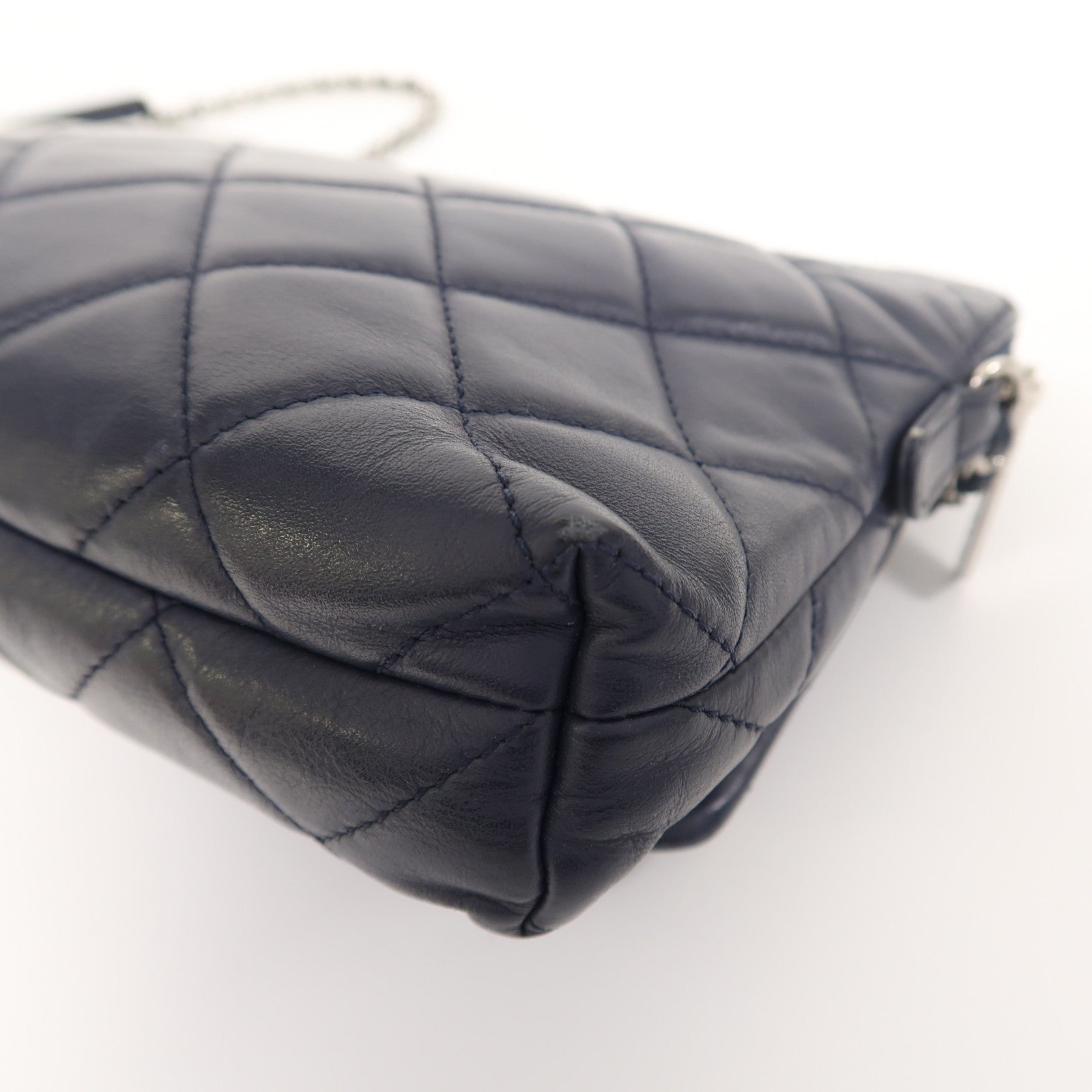 CHANEL (PRICE DOWN) Quilted CC SHW Chain Shoulder Bag Calfskin Leather Blue