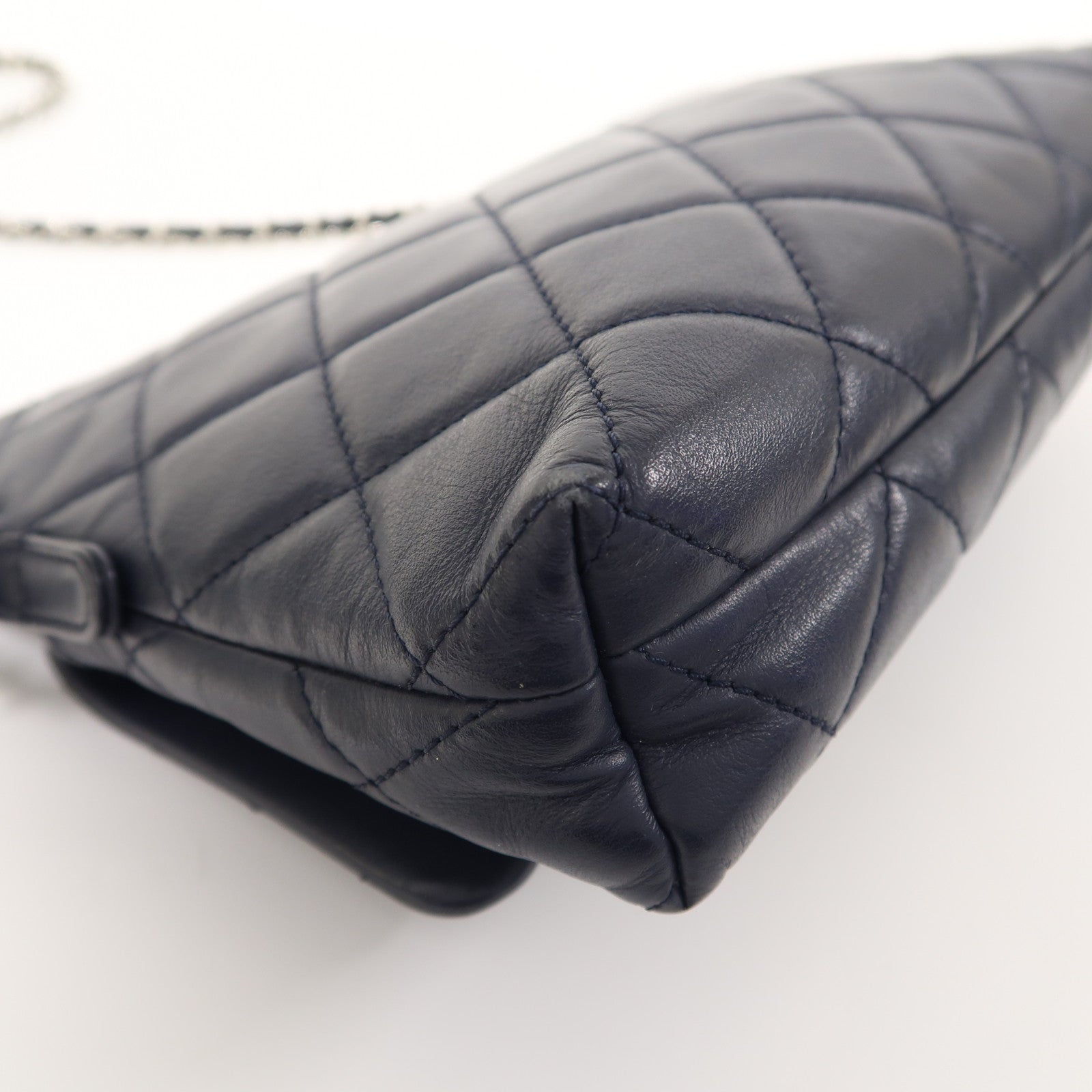 CHANEL (PRICE DOWN) Quilted CC SHW Chain Shoulder Bag Calfskin Leather Blue