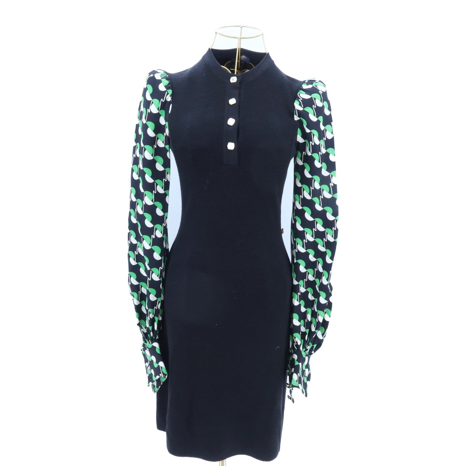 LOUIS VUITTON Wool/Silk Buttoned Collar Dress連身裙
