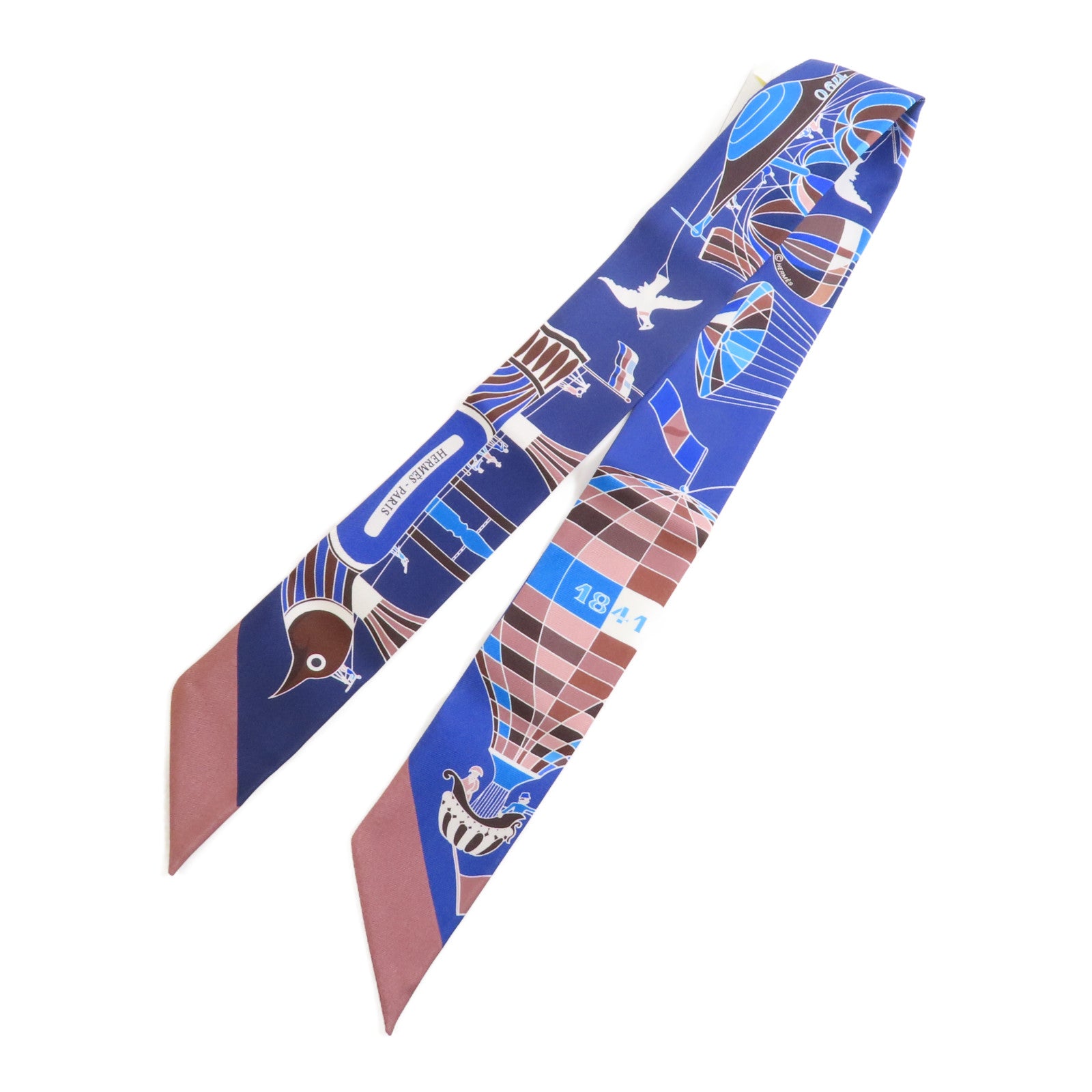 HERMES Twilly Scarf Scarves Silk Blue Purple