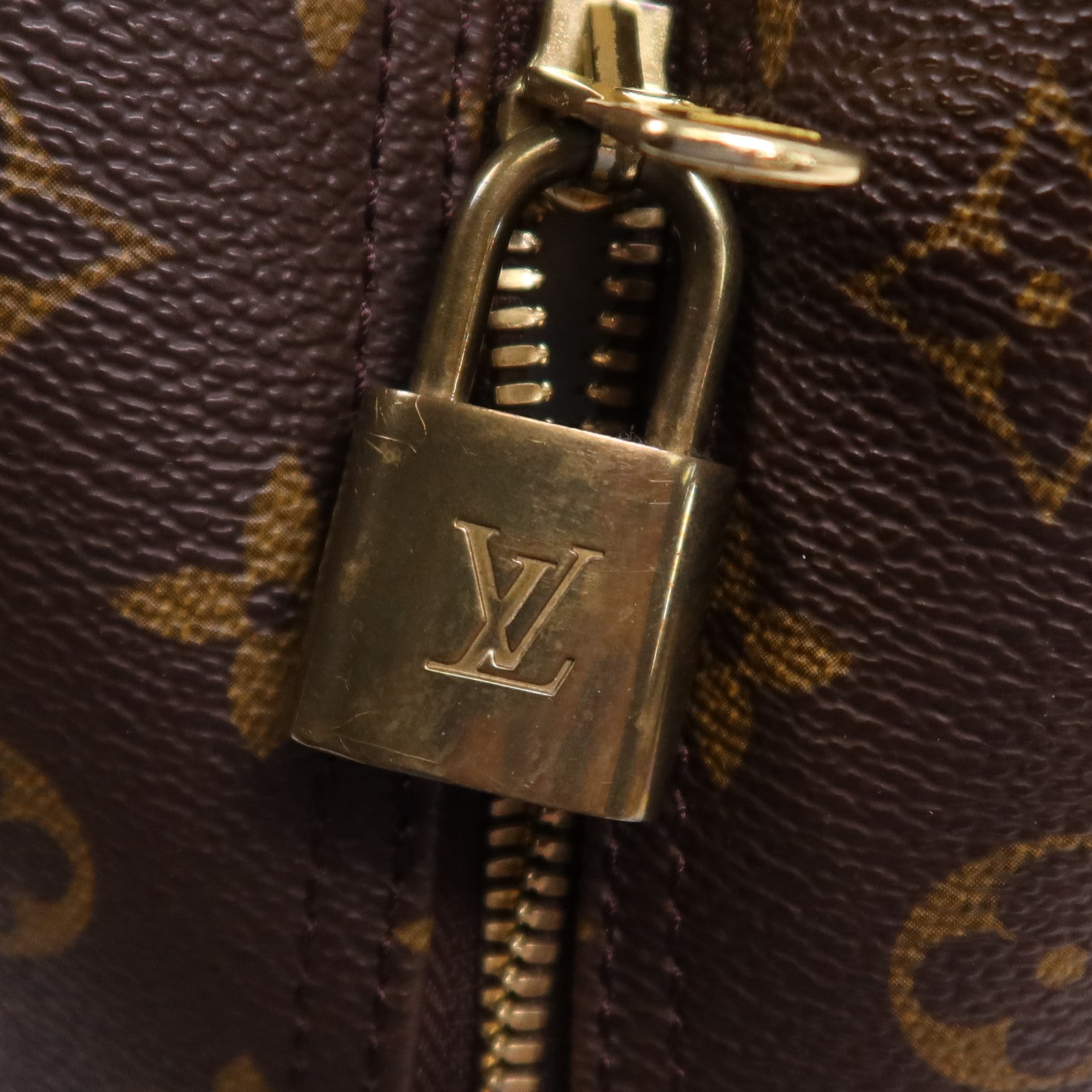 LOUIS VUITTON Monogram Deauville金扣手挽袋棕色