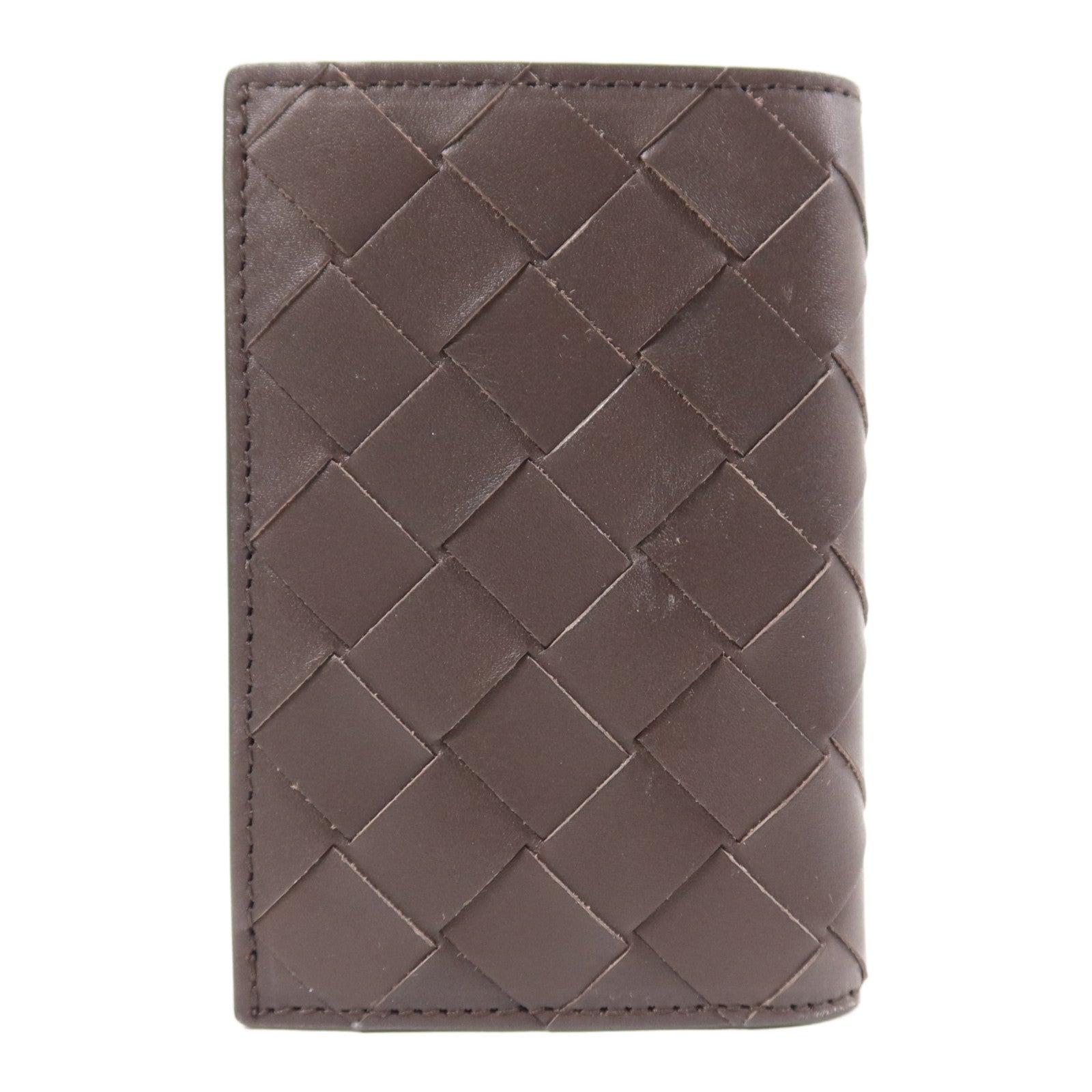 BOTTEGA VENETA BV Flap Card Case Calfskin Leather Dark Brown