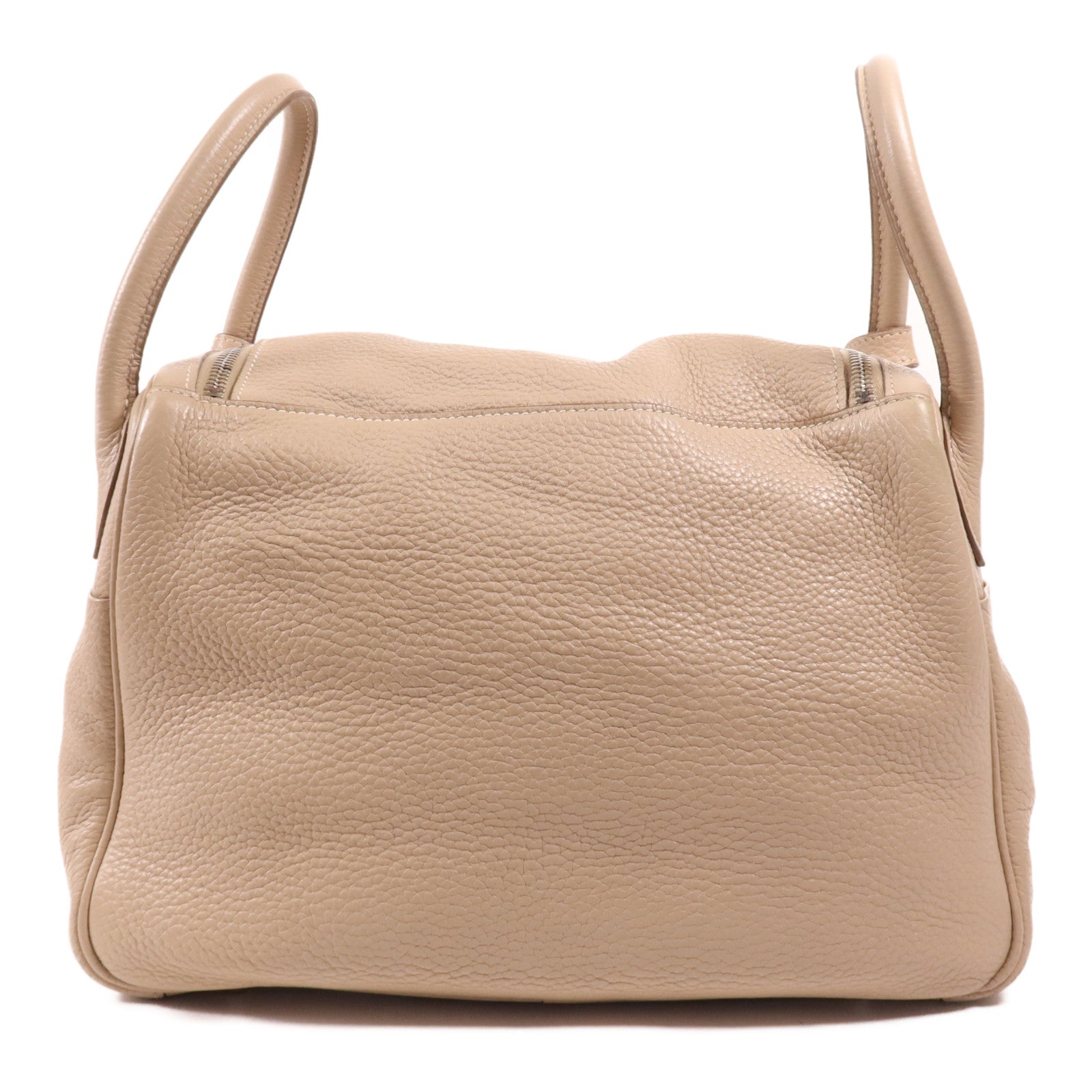 HERMES Clemence皮革Lindy 30銀扣手挽肩背兩用袋Argile