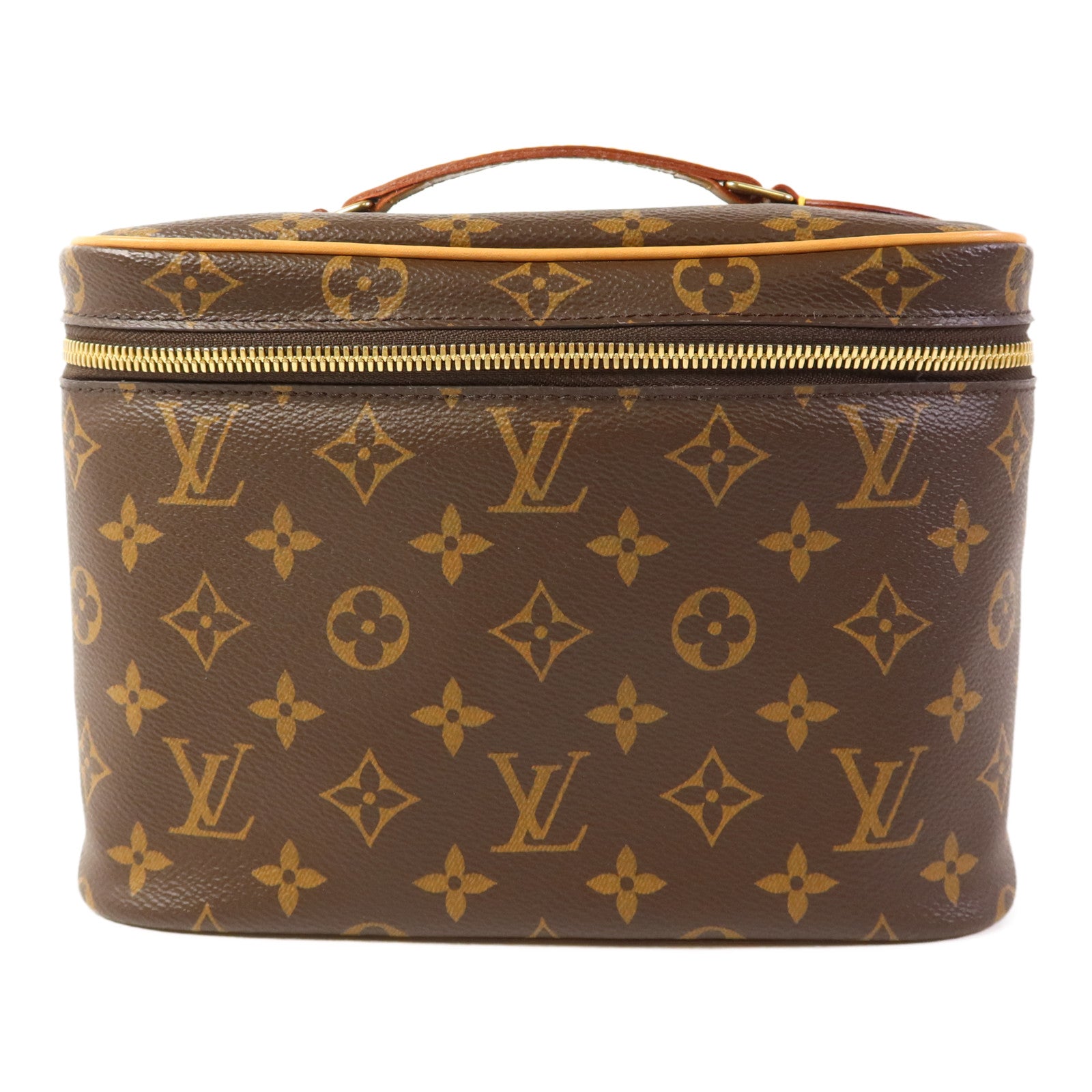 LOUIS VUITTON Monogram Nice BB金扣手挽袋棕色