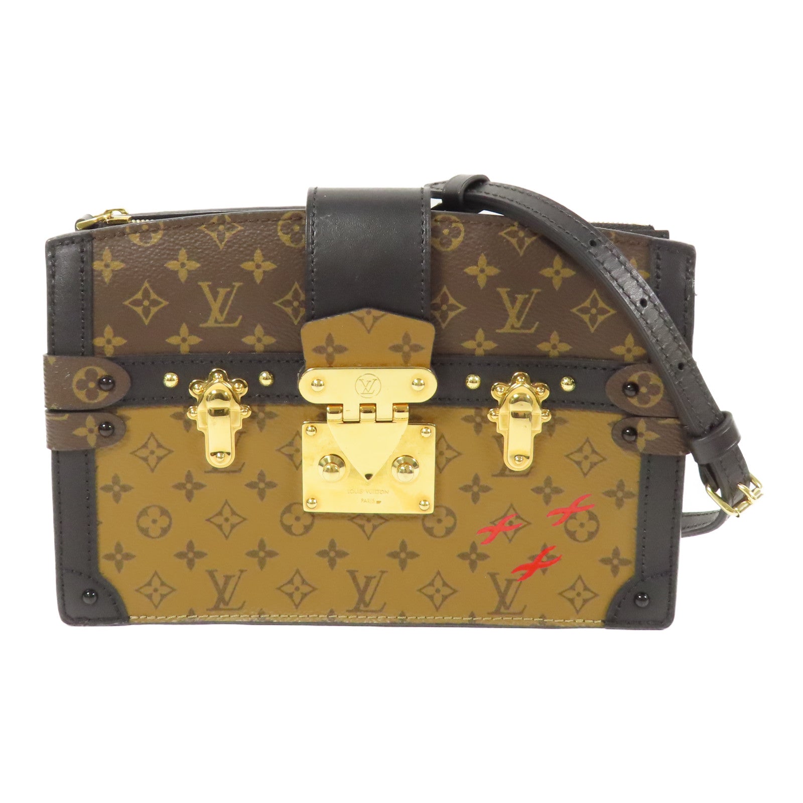 LOUIS VUITTON LV GHW Trunk Clutch Shoulder Bag M43596 Monogram Reverse Brown