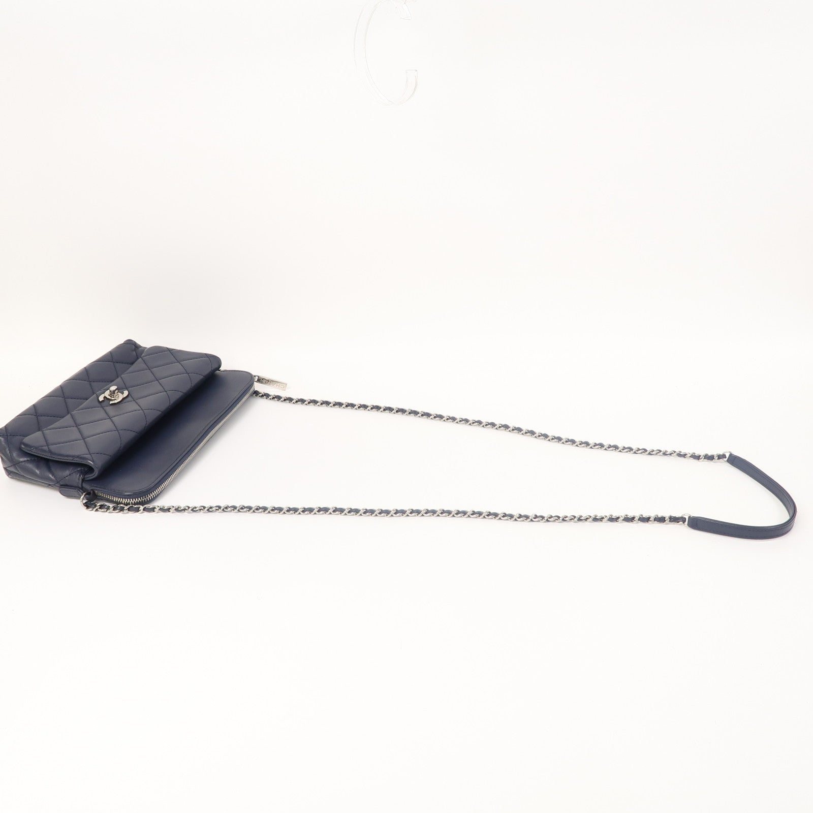 CHANEL (PRICE DOWN) Quilted CC SHW Chain Shoulder Bag Calfskin Leather Blue