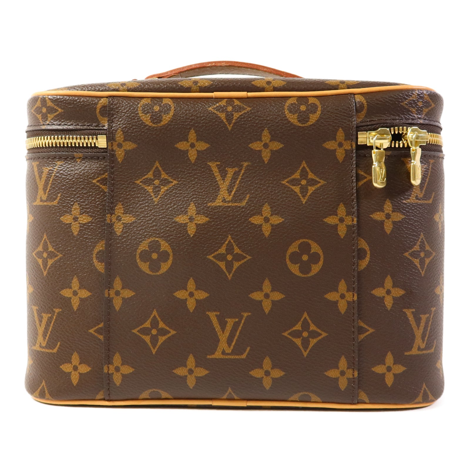 LOUIS VUITTON Monogram Nice BB金扣手挽袋棕色