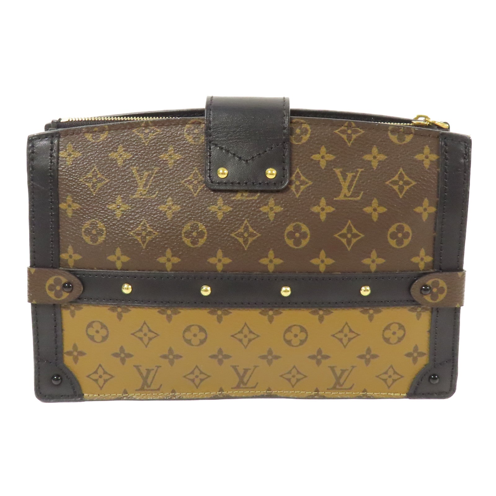 LOUIS VUITTON LV GHW Trunk Clutch Shoulder Bag M43596 Monogram Reverse Brown
