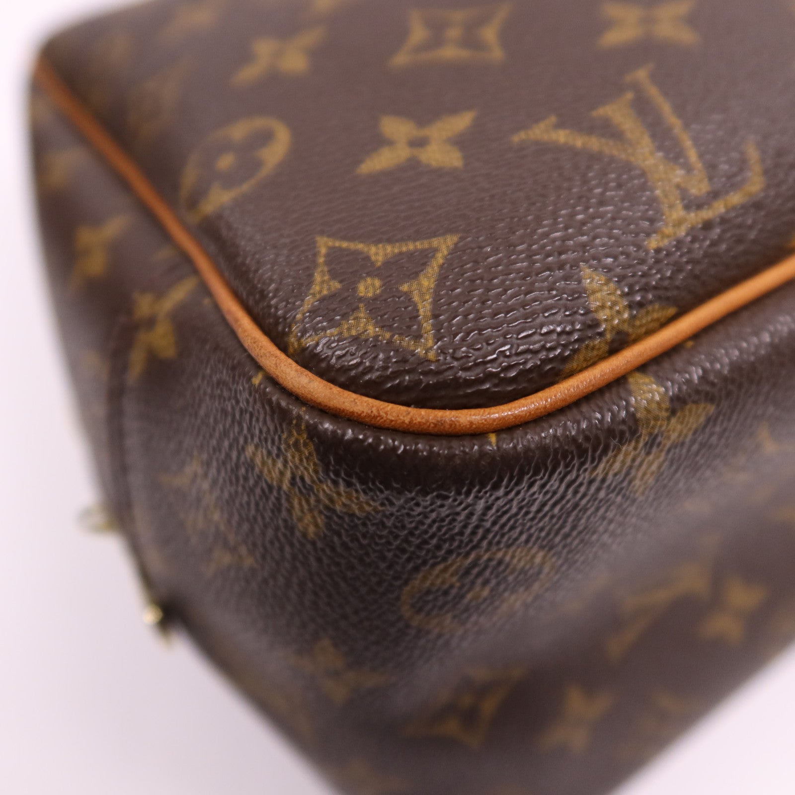 LOUIS VUITTON Monogram Deauville金扣手挽袋棕色