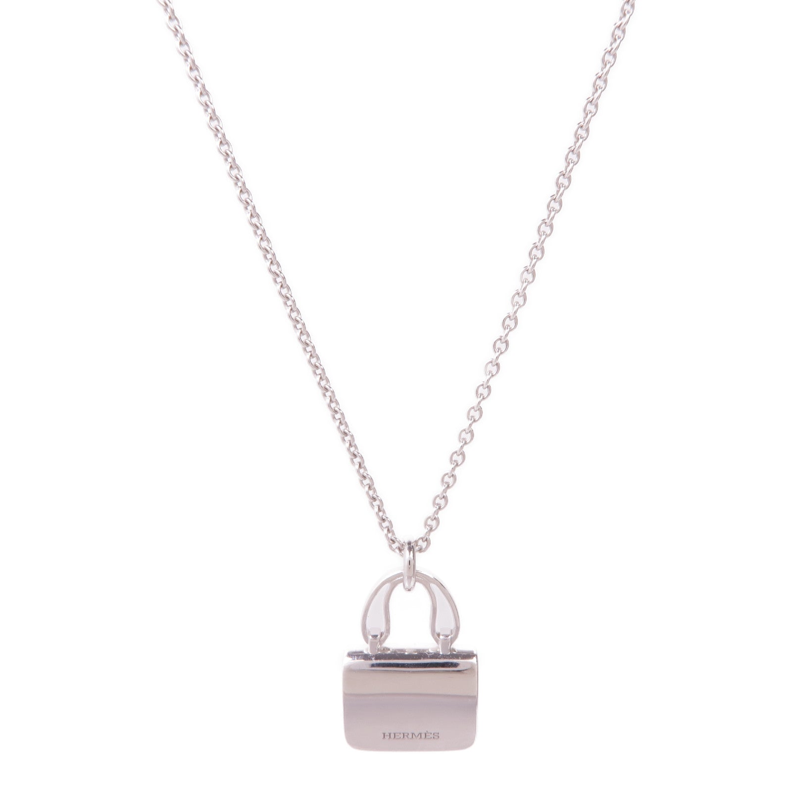 HERMES 18K白金Amulettes Constance Diamond Pendant鑽石項鍊