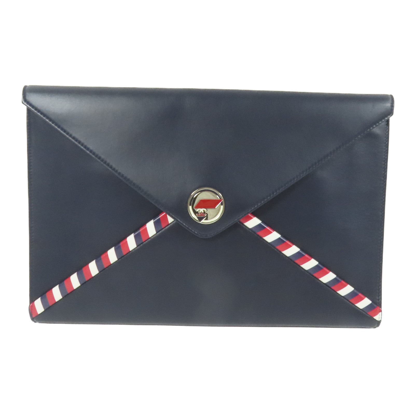 CHANEL 羊皮皮革Pouch銀扣手拿包