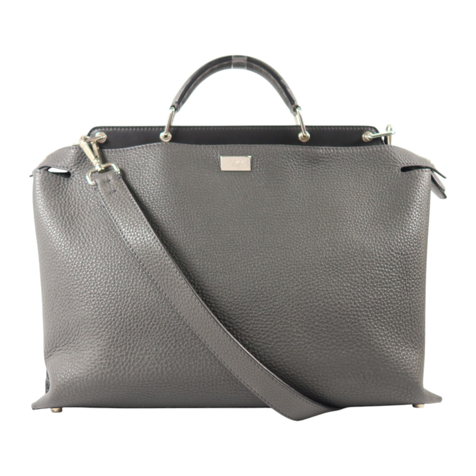 FENDI 牛皮皮革Peekaboo Iseeu銀扣手挽肩背兩用袋