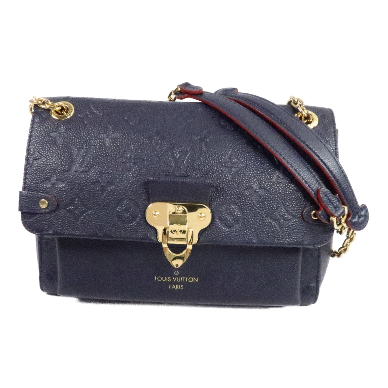 LOUIS VUITTON Monogram Empreinte Vavin PM金扣肩背袋深藍色