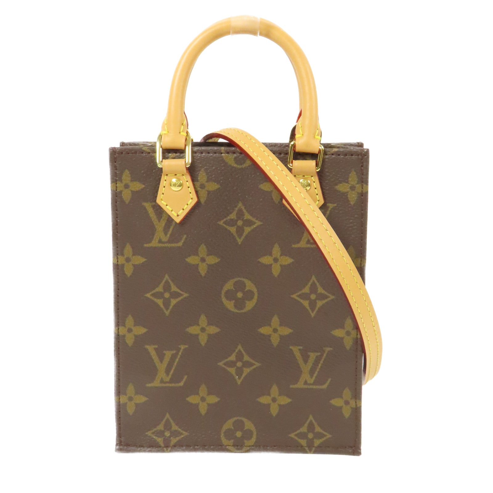 LOUIS VUITTON 【激減優惠】Monogram Petit Sac Plat金扣手挽肩背兩用袋